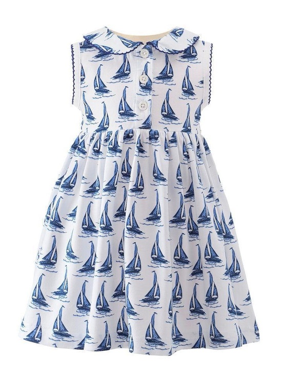 Rachel Riley Other - Nautical Sailboat Ruffle Collar Dress - White & Navy